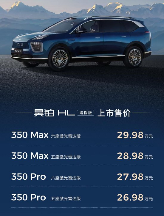 泰安配资 广汽昊铂HL增程版上市：首发搭载星源增程技术，售价26.98万元起
